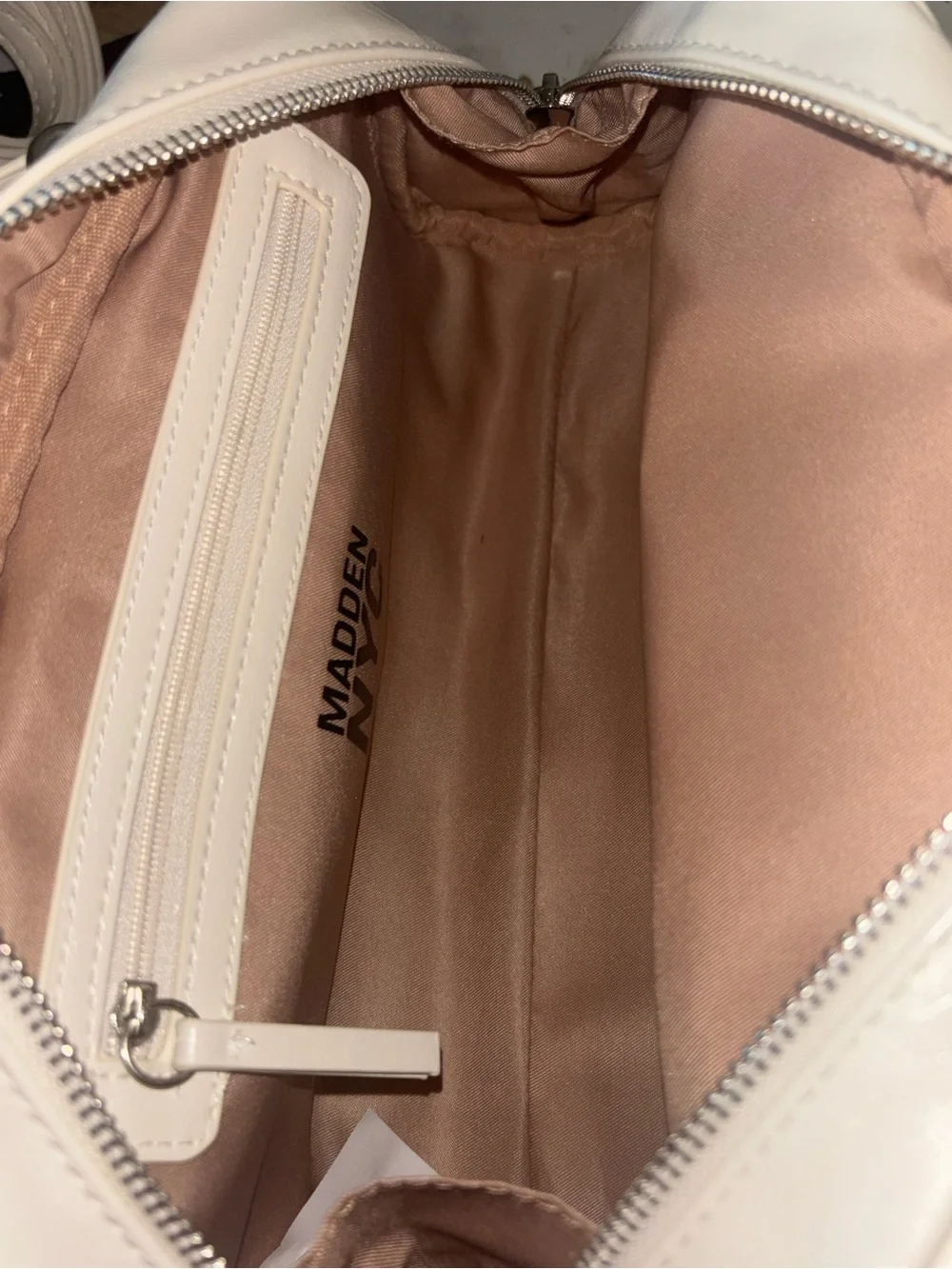Madden NYC White Dome Satchel with Heart Charm
